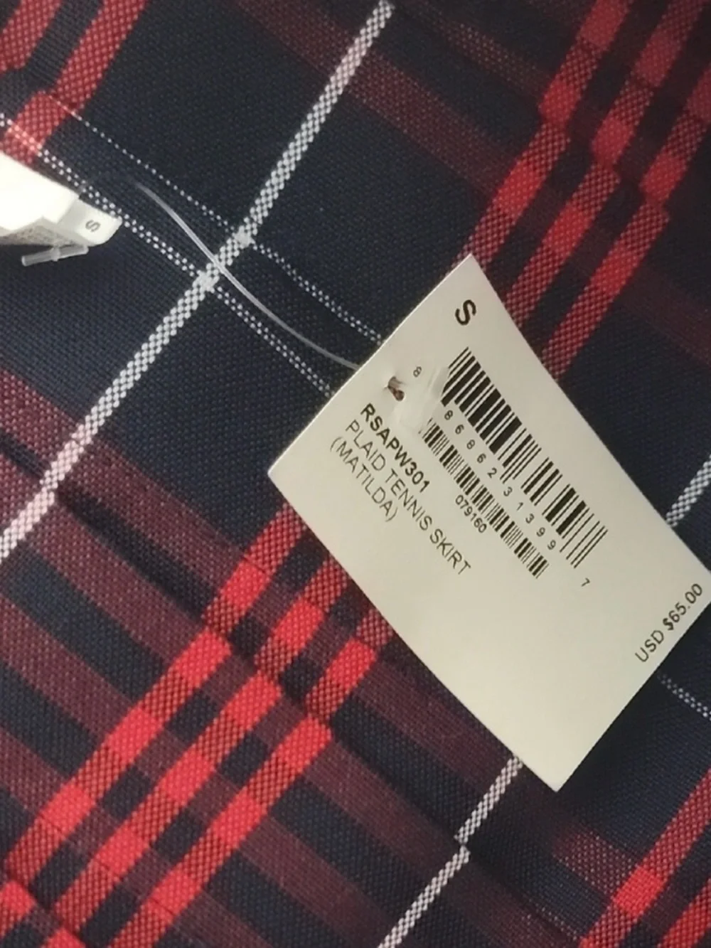 American Apparel Red and Navy Plaid Pleated Mini Skirt - Picture 9 of 10